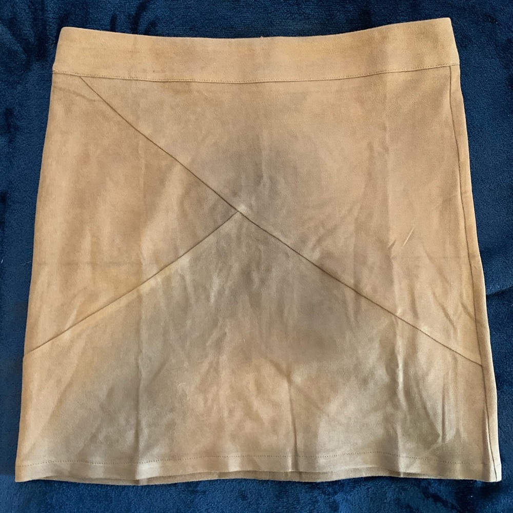 Brown Faux Suede Skirt